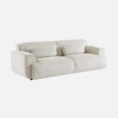 Immagine prodotto di sweeek - Divano a 3 posti con rivestimento in velluto a coste - Crema