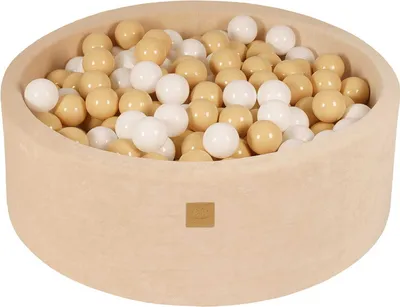 Produktbild von MeowBaby Naturfarben Bällebad rund 90x30cm, bälle: Weiß/Beige
