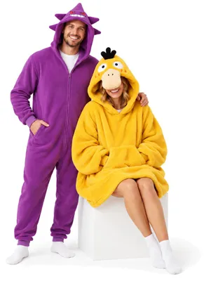 Image de Onesie Kigurumi Pyjama Pokemon Gengar Déguisement XXL : 185 - 195cm + Sweat plaid à capuche