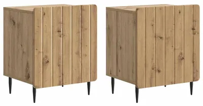 Productafbeelding van Nachtkastje 2 st Artisanaal eiken 43 x 34,5 x 52 cm