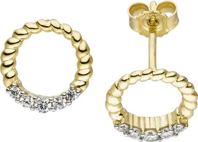 Produktbild von Ohrstecker Kreise mit 10 Zirkonia 333 Gold Gelbgold Ø9,8mm Ohrschmuck Ohrringe