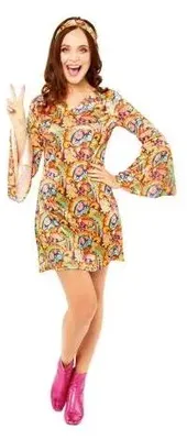 Productafbeelding van Amscan Dames Hippie Kostuum Jaren 60/70 Maat M