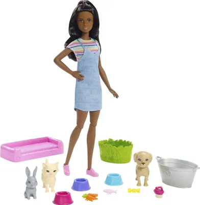Image de Barbie Animaux de bain & Poupée (brune)