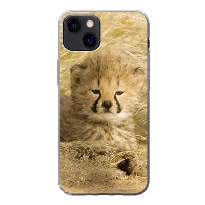 Produktbild von MuchoWow® Handyhülle Schutzhülle Hülle für iPhone 13 Gepard - Jung - Gras Silikon Softcase Handy Hülle - Karteninhaber