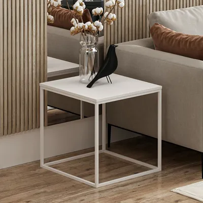 Skye Decor, Basak - White, Beistelltisch, Weiß, 100 % MELAMINBESCHICHTETE SPANPLATTEN, 52 x 50 x 50 cm