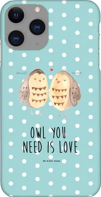 Produktbild von Mr. & Mrs. Panda Iphone 11 Pro Handyhülle Eulen Liebe - Türkis Pastell - Geschenk, Hochzeit Spruch, Liebesspruch, Eule, Pärchen, Handy Case, Premium Kunststoff