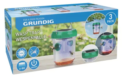 Produktbild von 6x Grundig Wespenfalle Solarlampe 3er Pack Fänger Schutz Abwehr Bienen Hornissen
