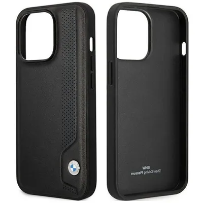 Produktbild von BMW Leder Blaue Punkte - iPhone 14 Pro Max Hülle (Schwarz)