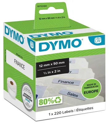 Produktbild von DYMO Original LabelWriter Etiketten für Hängemappen | 12 mm x 50 mm | Rolle mit