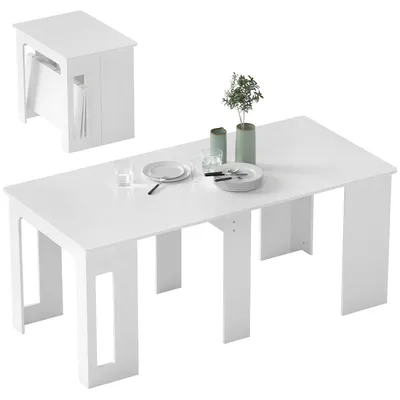 Obrázok produktu pre Jedálenský stôl HOMCOM, rozťahovací kuchynský stôl pre 6 osôb, 60–180 × 85 cm, biely