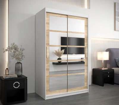 Obrázek produktu pro MINIO Šatní skříň 120 cm ROMA 2 bílá / dub sonoma