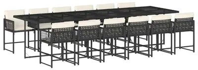 Immagine prodotto di vidaXL set da pranzo da giardino da 13 pezzi con cuscini in polirattan nero