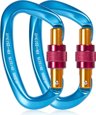 Produktbild von Verbesserter, robuster Kletterkarabiner mit Schraubverschluss, großer D-Ring-Haken aus Aluminium für Camping, Bergsteigen, Hängematte, Outdoor-Ausrüstung und Leine für große Tiere