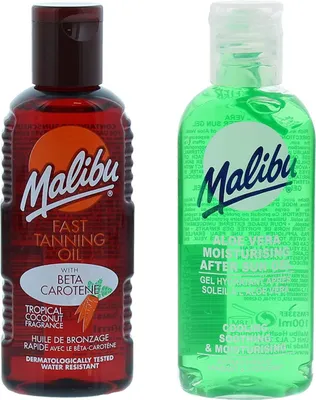 Productafbeelding van Malibu Fast Tanning Oil bruiningsolie 100 ml + Aloe Vera aftersun gel 100 ml Bruiningsset