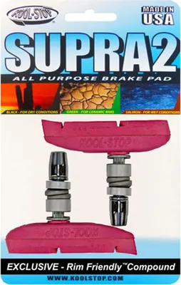Produktbild von Kool-Stop Bremsschuhe T3 Supra 2 V-Brake, L=66,5mm asymm., für Aluminiumfelgen, rosa