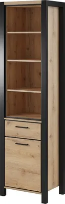 Image de Vitrine haute collection TIVORA. Couleur chêne et noir