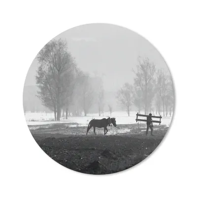 Produktbild von MuchoWow® Mauspad Mousepad Pferd - Bauernhof - Schnee 30x30 cm - Mousepads - Maus Mat - Pad - Mausunterlage - Tischunterlage - Schreibtischmatten