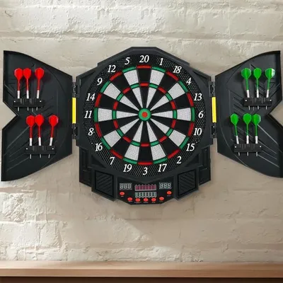 Image de Jeu de fléchettes électronique avec affichage LED 27 jeux 12 fléchettes & pointes de rechange pour 8 joueurs