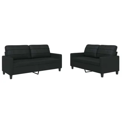 Zdjęcie produktu dla 2-osobowa sofa z poduszkami, czarna, sztuczna skóra