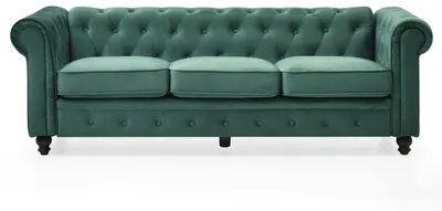 Image de MENZZO Grand canapé 3 places Chesterfield Velours Vert
