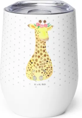 Produktbild von Mr. & Mrs. Panda Thermobecher Giraffe Blumenkranz - Weiß - Geschenk, glühweinbecher, Thermo Becher, Abenteurer, Freundin, Afrika, kaffee tasse, Reisebecher, Selbstliebe