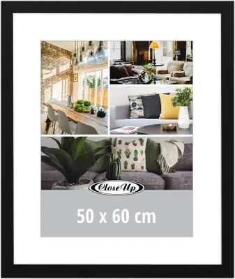 A collage of interior design images, including a dining room, living room, and sofa with cushions, framed by a black border and a white mat.