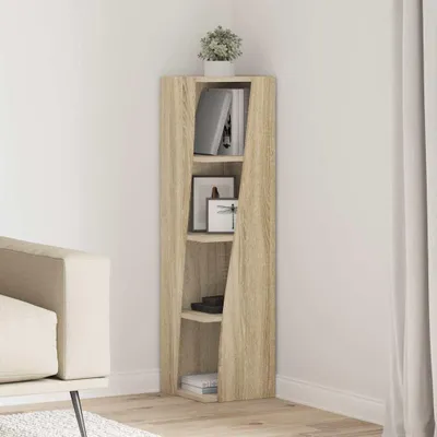 Produktbild von "Schlussverkauf" Eckschrank 1 PC - Mehrzweckschrank für Wohnzimmer/Büro - Sonoma-Eiche 27,5x27x102cm Holzwerkstoff  C7237