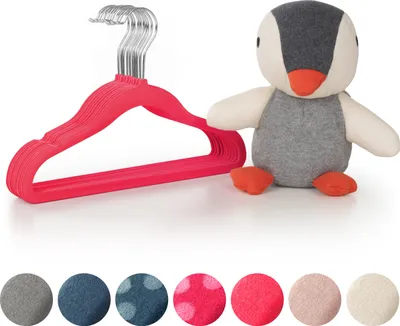 Produktbild von Blumtal 50er-Set Kleiderbügel für Kinder mit Samtbezug - Kinderkleiderbügel platzsparend, Baby Kleiderbügel samt für Kinderkleidung und Babykleidung, 360° drehbar, Pink