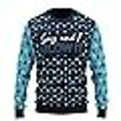 Produktbild von JAP Christmas y and i Glow it mit LED Lampe - Lustiger Hässlicher Weihnachtspullover Für Damen und Herren Ugly Christmas Sweater - Blau - S