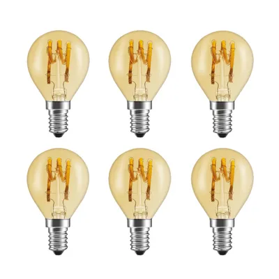 Produktbild von 6 x LED Spiral Filament Leuchtmittel Tropfen 3W E14 Gold klar extra warmweiß 1800K DIMMBAR