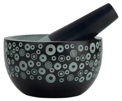 Produktbild von Mörser Saturn Fair Trade mit Stößel, Softstone, H 6,5 cm DM 12 cm