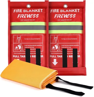 Image de Couverture anti-feu d'urgence, couverture anti-feu en silicone, lot de 2, résistance à haute température, ignifuge
