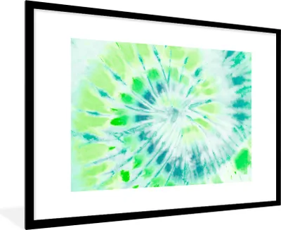 Produktbild von MuchoWow® Gerahmtes Poster Krawattenfärbung - Hippie - Grün 90x60 cm - Poster mit Schwarzem Bilderrahmen Wandposter Rahmen Foto Bilder - Wanddekoration - Fotos