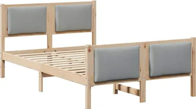 Image de vidaXL Cadre de lit avec tête de lit gris clair 120 x 190 cm Tissu