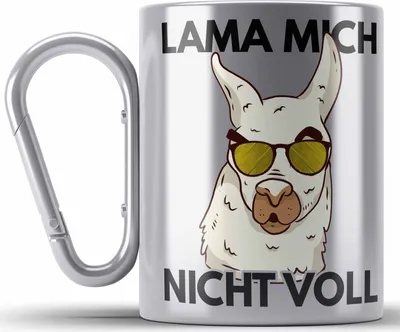 Produktbild von Trendation - Llama Mich Nicht Voll Edelstahl Tasse Karabiner Alpaka Geschenk Lama-Liebhaber Geschenkidee Frauen (Silber)