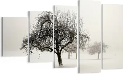 Produktbild von Bild auf Leinwand - Leinwandbild - 5 Teile - Bäume Schnee Nebel - 100x60cm - Wand Bild - Wanddeko - Wandbilder - Leinwanddruck - Bilder - Wanddekoration - Leinwand bilder - Wandbild - EG100x60-4136