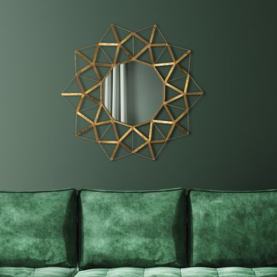 WOMO-DESIGN Okrúhle nástenné zrkadlo, Ø 76 cm, zlaté, zo skla s kovovým rámom