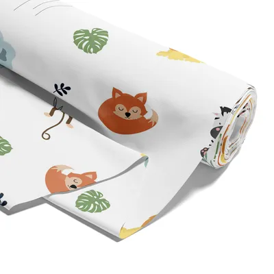 Zdjęcie produktu dla Stoff Baumwollstoff Meterware 1 M - Stoffe zum Nähen Meterware Baumwolle Fabric Dekostoff leichter Nähstoff für Kinder Modestoff Safari