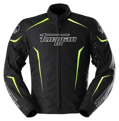 Image de Furygan Yori blouson textile imperméable pour moto, noir/blanc/jaune fluo, L