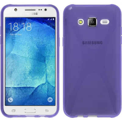 Produktbild von PhoneNatic Case kompatibel mit Samsung Galaxy J7 (2015 / J700) - lila Silikon Hülle X-Style + 2 Schutzfolien