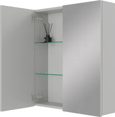 Produktbild von Planetmöbel ARIA Spiegelschrank für das Bad 60 cm Weiß Grau, ohne Leuchte und Steckdose