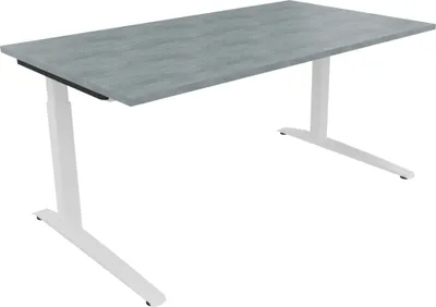 Produktbild von Schreibtisch Kufe Einzels. Quadrat B1600xT900xH650-850 ws/Beton hell