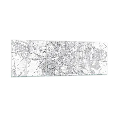 Produktbild von Bilder auf glas - 3 Teile - Stadt Karte Berlin - 120x40cm - Glasbilder - Wandbilder - Bilder - zum Aufhängen bereit - Wanddekoration aus Glas - Glas Bilder - Wandbild auf Glas - GCA120x40-4681