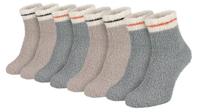 Produktbild von Black Snake Kuschelsocken Damen 4 Paar flauschig, Haussocken 36-41 - Grau/Braun