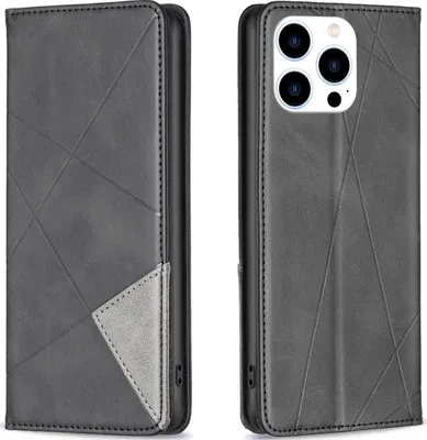 Produktbild von Mobigear Rhombus Slim iPhone 16 Pro Max Hülle Klapphülle - Schwarz