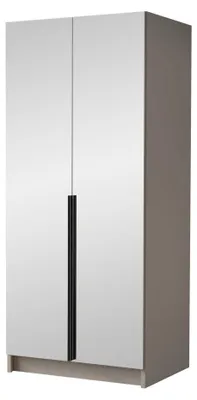 Produktbild von MIRJAN24 Kleiderschrank Bono III, Schlafzimmer, mit Spiegel, Drehtürenschrank, mit Kleiderstange, Modern, Garderobenschrank, Metallgriffe (Farbe: Cashmere / Cashmere + Schwarz)