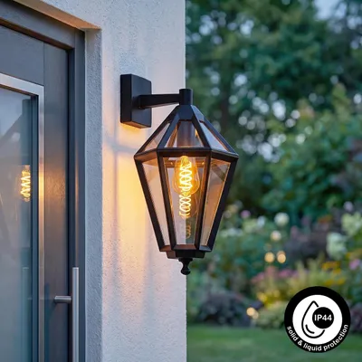 Produktbild von Mondavio Außenwandlampe aus Metall/Glas in Schwarz/Klar
