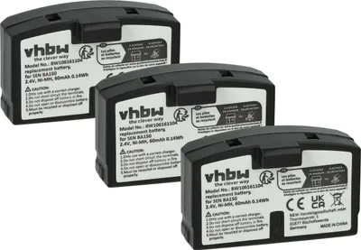 Produktbild von vhbw 3x Akku Ersatz für Sennheiser BA151, BA150, BA152 für Wireless Headset Kopfhörer (60 mAh, 2,4 V, NiMH)