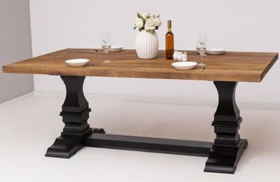 Landhausstil Massivholz Esstisch Küchentisch Braun Schwarz Country Style Solid Wood Dining Table Kitchen Table Brown Black