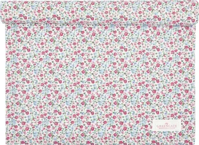 Produktbild von Greengate Tischläufer LOUISA Weiß mit Blumen Muster Baumwolle 45x140 Tischdecke